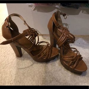 Charlotte Rousse light brown strappy heels